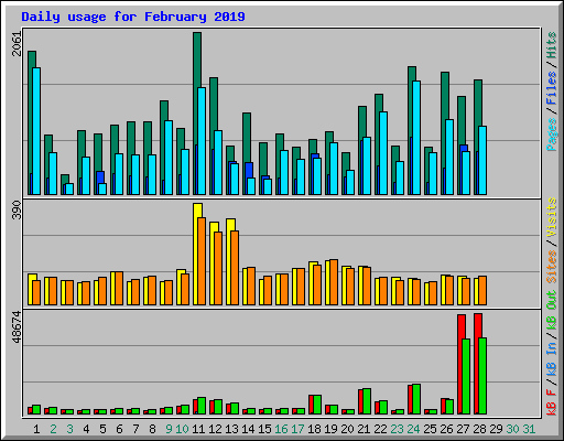 Daily usage for February 2019
