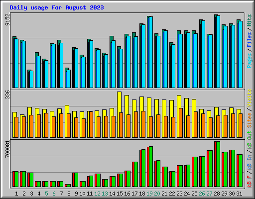 Daily usage for August 2023